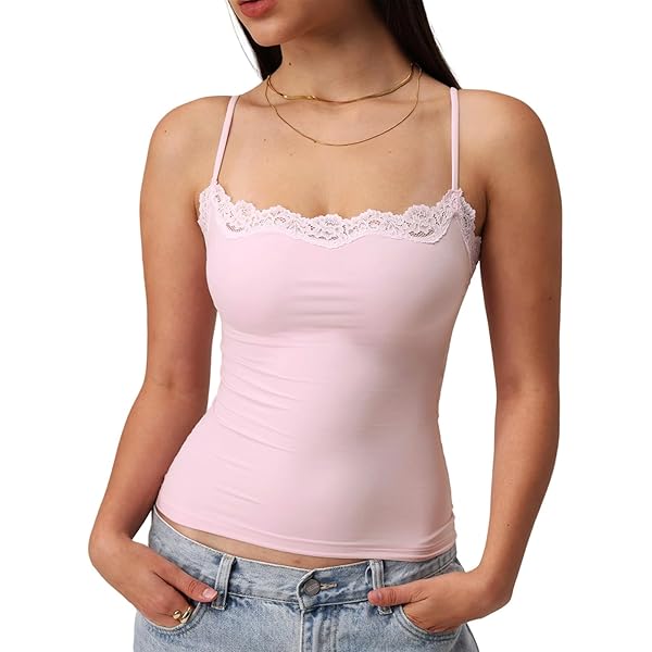 Women's Plus Size Adjustable Spaghetti Strap Long Stretchy Lace Camisole Cami 1x 2x 3x