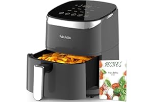 Air Fryers 4 Qt, Fabuletta 9 Customizable Smart Cooking Programs Compact Air Fryer, Shake Reminder, Powerful 1550W Electric Oilless Cooker,Tempered Glass Display, Dishwasher-Safe & Nonstick