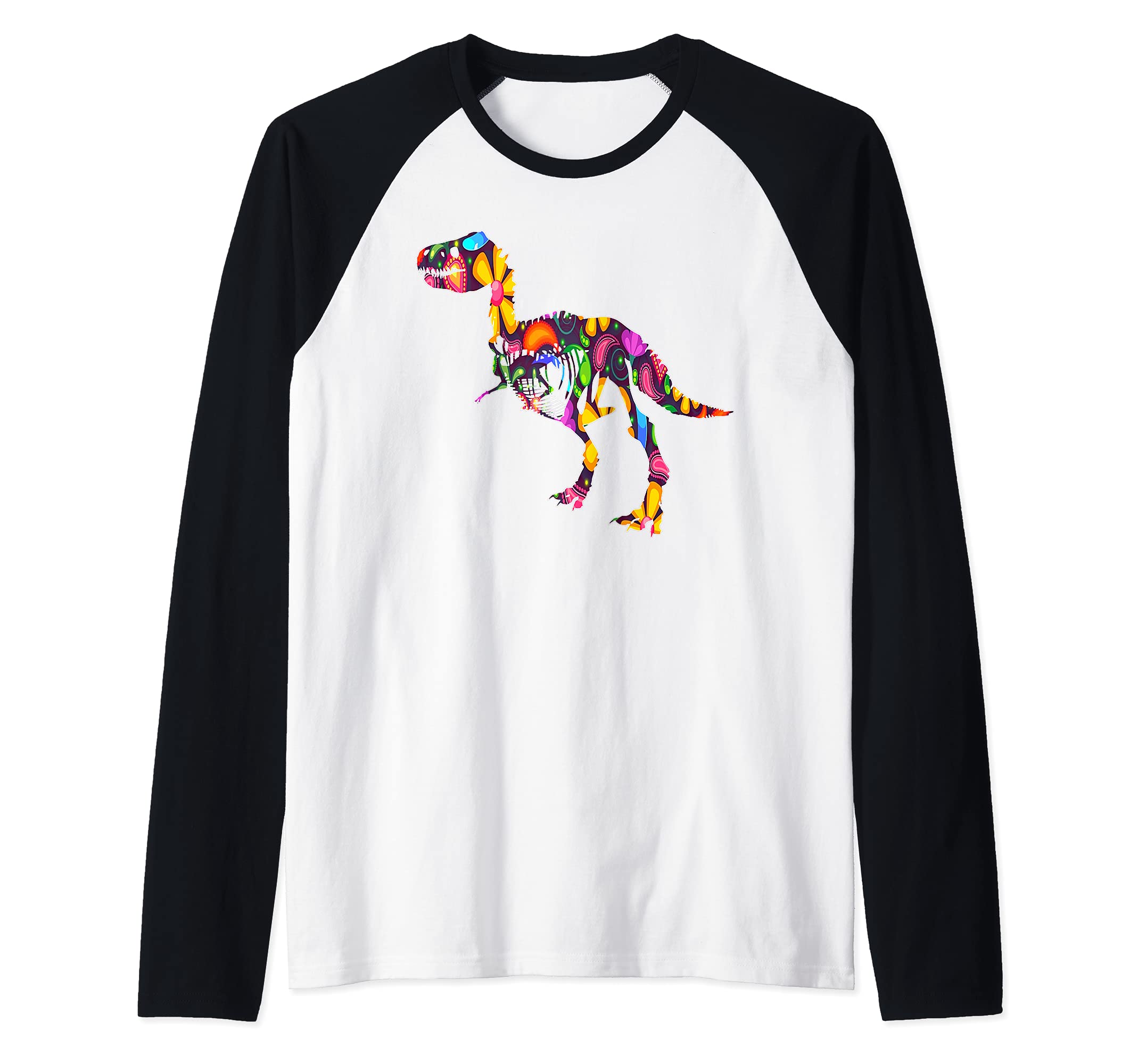 Tyrannosaurus Rex Animal T-Rex Creepy Dinosaur Raglan Baseball Tee