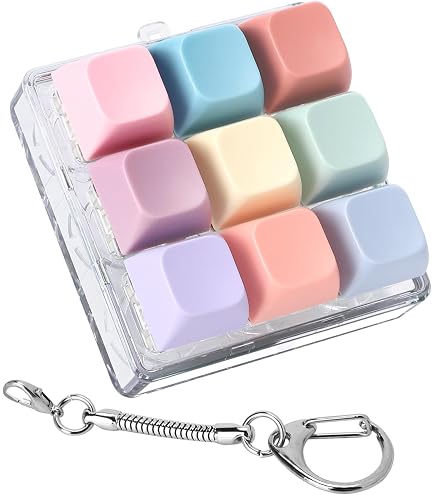 2 Bunte Keyboard‑Fidget‑Clicker Mit Schlüsselanhänger – Perfekt Zum Stressabbau Für Erwachsene (Blau & Weiß)