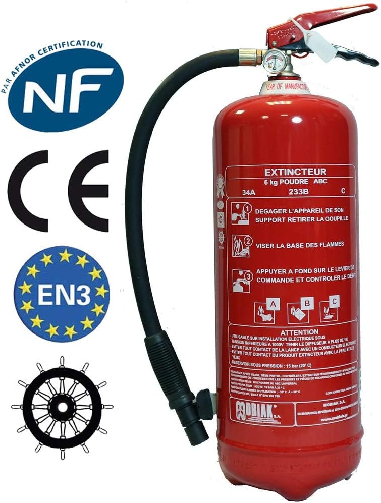 Fire extinguisher 6 Kg powder NF + mounting bracket