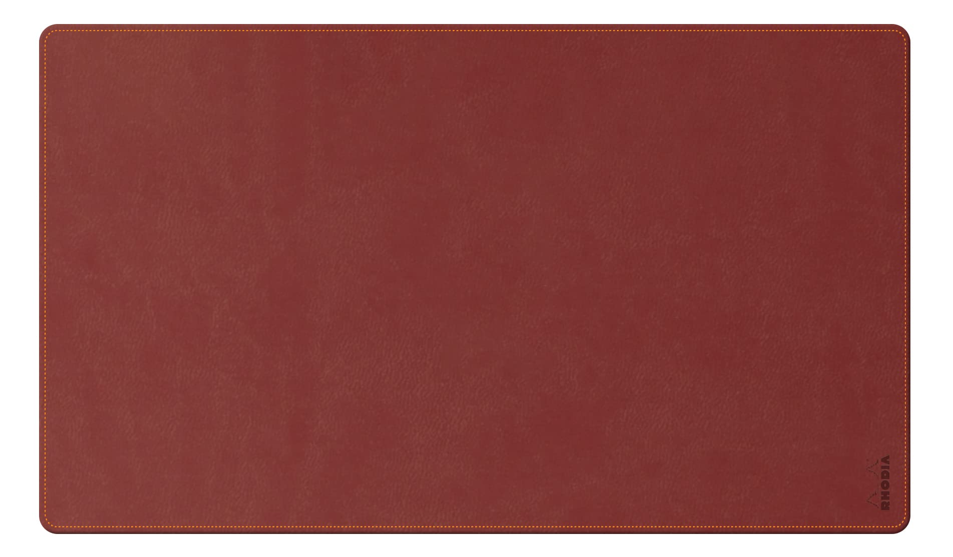 RHODIA 194239C - Nacarat Soft Desk Pad - Size S (60x35 cm) - Italian Faux Leather - Orange Saddle Stitching - Rhodiarama Home Office Collection - Office Organization & Designer Storage