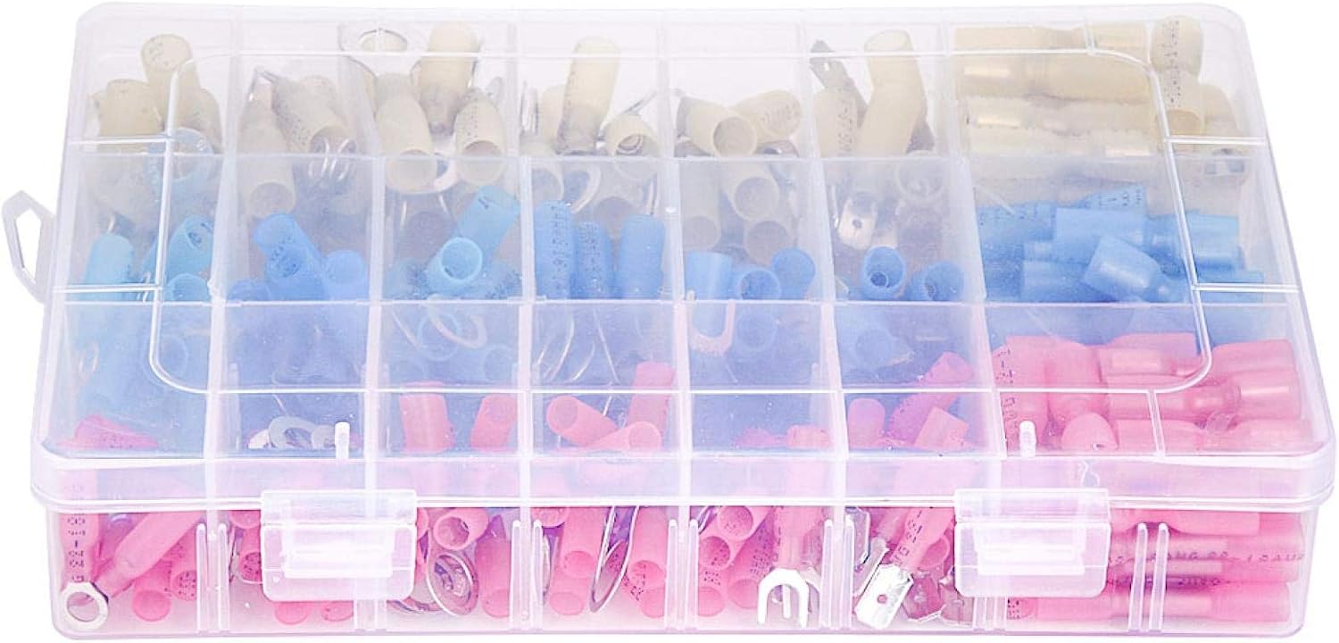 Heat Shrinkable Cable Connectors 240PCS Waterproof Thermal Insulating Electrical Connectors with Insulation Connection Cable Terminal Kit Red Blue and Yellow Kit