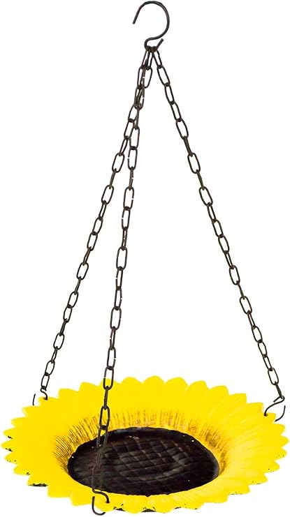 Cast Iron Sunflower Hanging Bird Bath Wild Birds Feeder Garden
