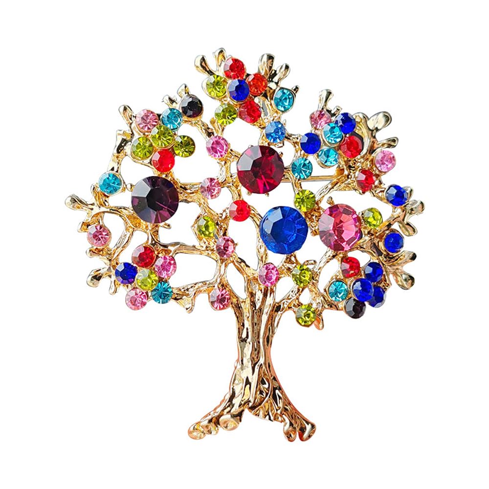 Belons Women's Men's Tree of Life Brooch Alloy Rhinestone Bridal Brooch Pin Wedding Broach Banquet Bouquet Scarfpin