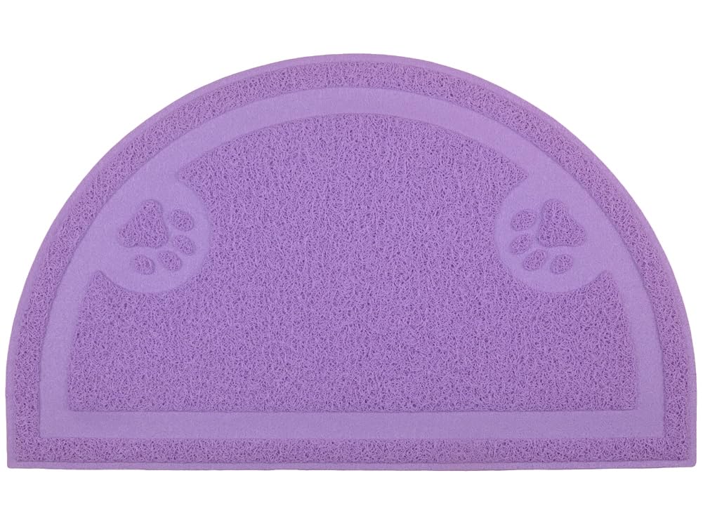 Paw Print Cat Litter Mat, Kitten Litter Mat, Door Mat, Semicircle,60x36cm (Purple)