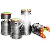 Lichamp Collapsible LED Camping Lantern, Portable Lightweight Waterproof LED Flashlight, 4 Light Modes, Survival Kits for Indoor Outdoor Home Emergency Power Outages Hiking Hurricane, 4 Pack, Medium