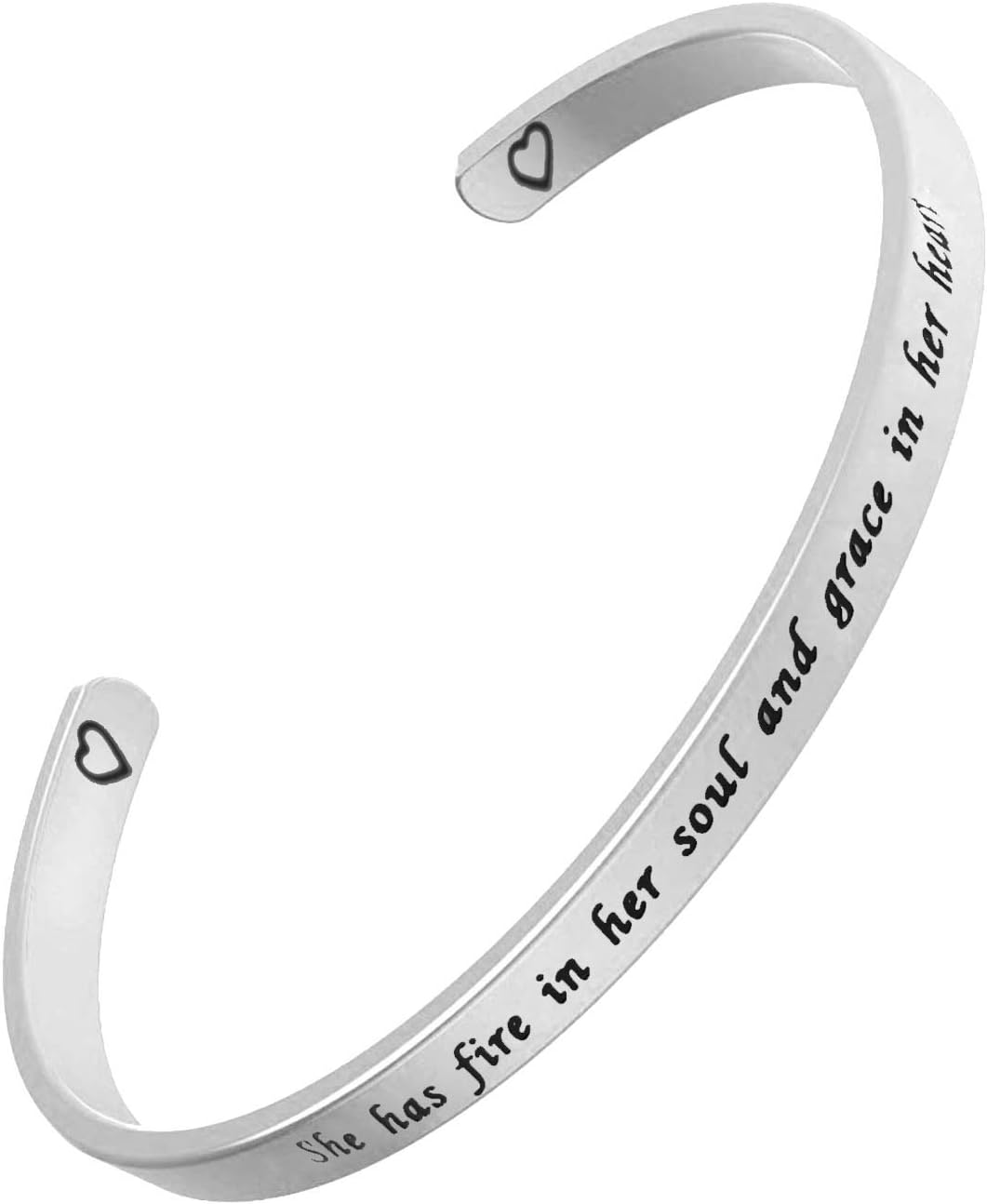PLITI Inspirational Jewelry Graduation Gift She Has Fire in Her Soul and Grace in Her Heart Bracelet with Dragonfly Charm Motivational Faith Gift for Her (She has fire Cuff)