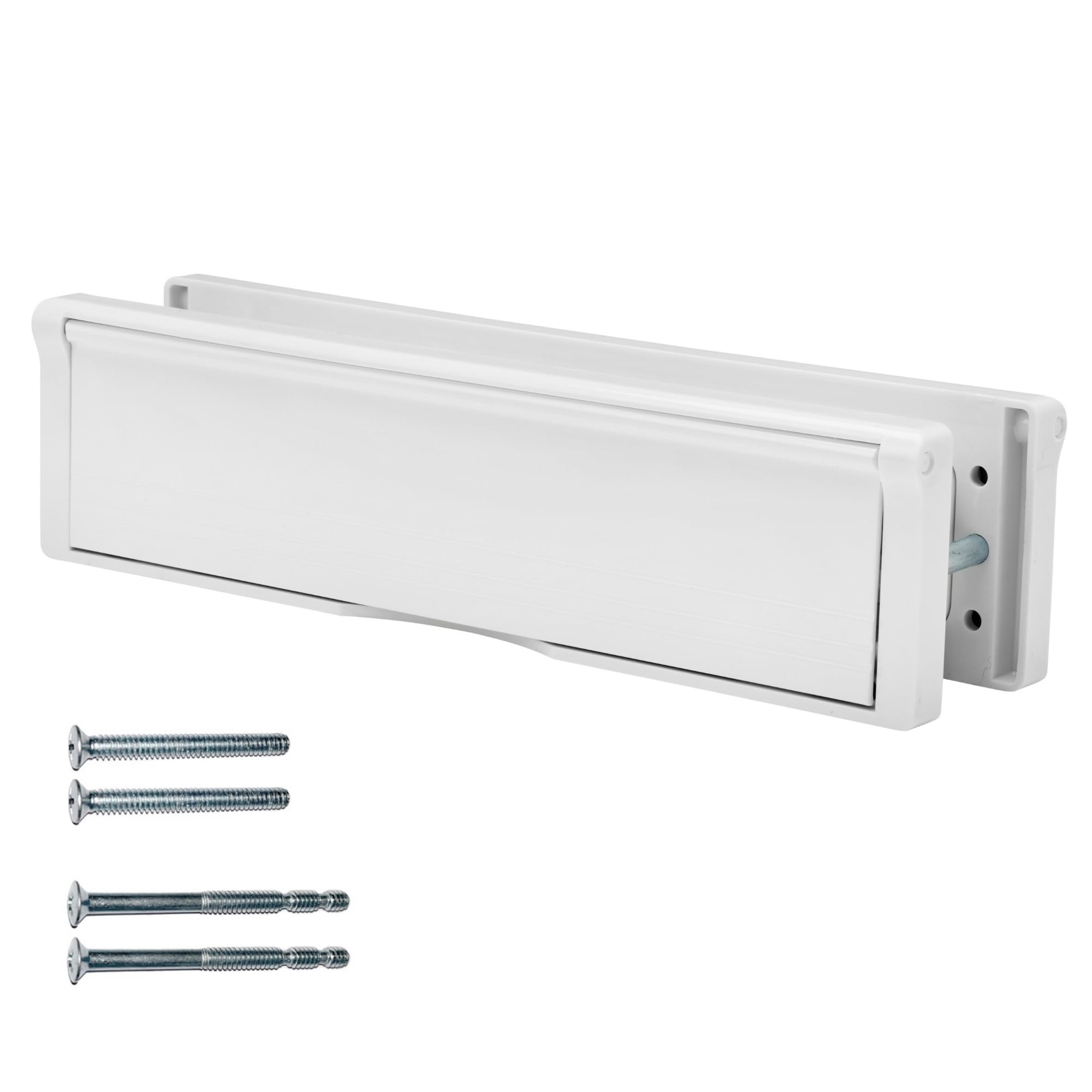 Keypak 10" (27cm) Door Letter Box - Adjustable Letterbox for UPVC Composite Timber Doors (White, 40-80mm)