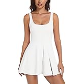 Womens Tennis Dress Built in Shorts & Bra Athletic Golf Active Workout Dress with Pockets