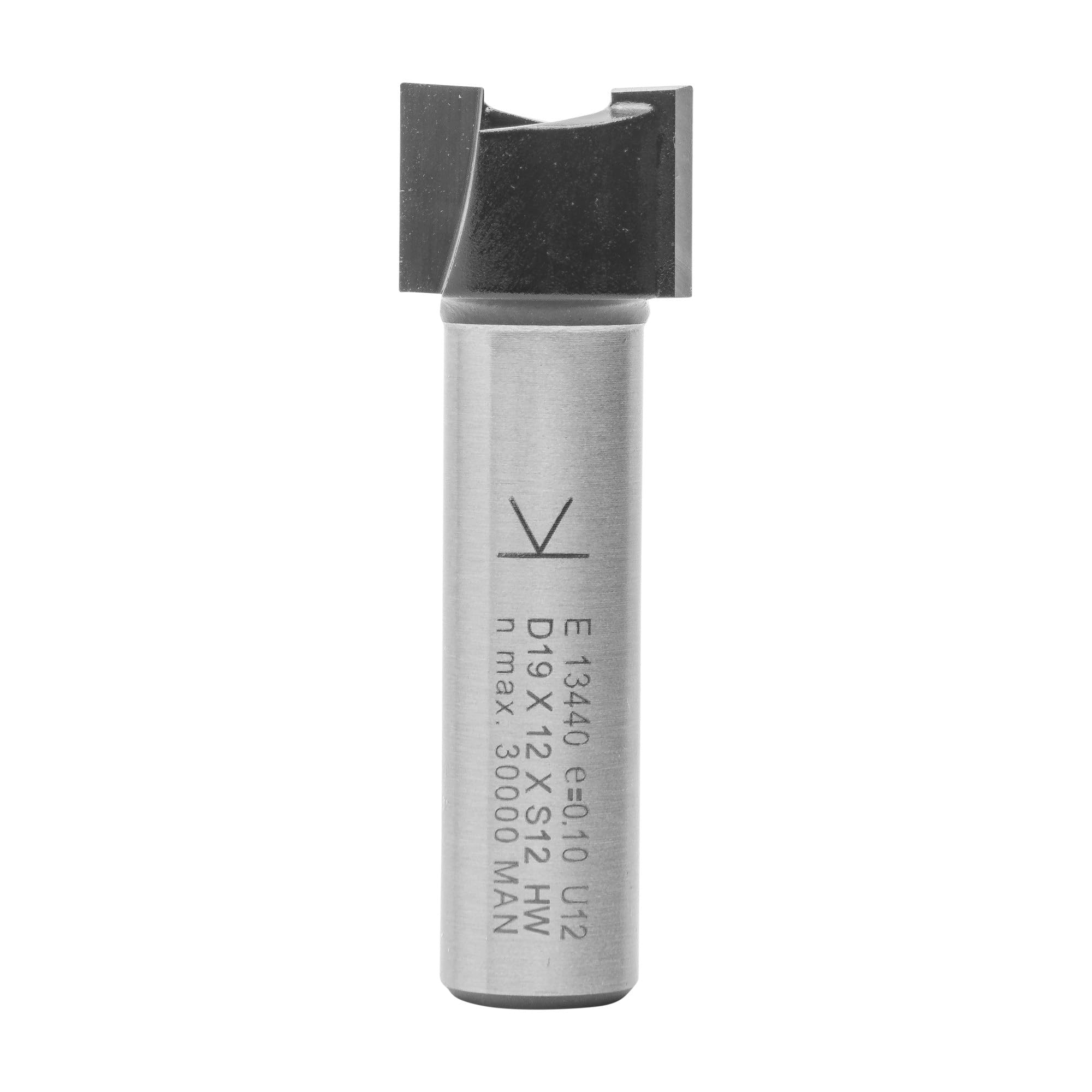 ENT 13440 Hinge Mortising Cutter TC Shank (S) 12 mm, Diameter (D) 19 mm, (NL) 12 mm, (SL) 40 mm, (GL) 52 mm
