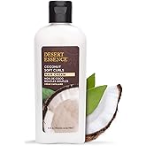 Desert Essence Coconut Soft Curls Hair Cream - Botanically-Based Curl Cream for Curly Hair - Silicone-Free - Hydrating with Coconut Oil, Black Oat Extract - Vegan, Gluten-Free, Cruelty-Free, 6.4 oz