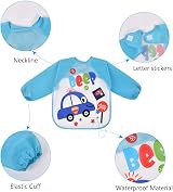 Vicloon Bibs with Sleeves 3 Pack Waterproof Long Sleeve Bibs Green/Blue view 3