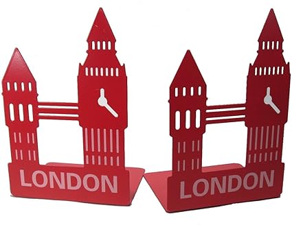 Amazon オシャレな 読書家さんに ロンドン ビッグベン モチーフ ブックエンド2 個セット レッド ブックエンド 本立て 文房具 オフィス用品