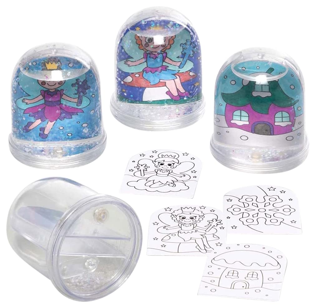 Baker Ross FE888 Winter Fairy Snow Globe Kit - Pack of 4, Creative Activities for Kids to Make, Personalise and Decorate