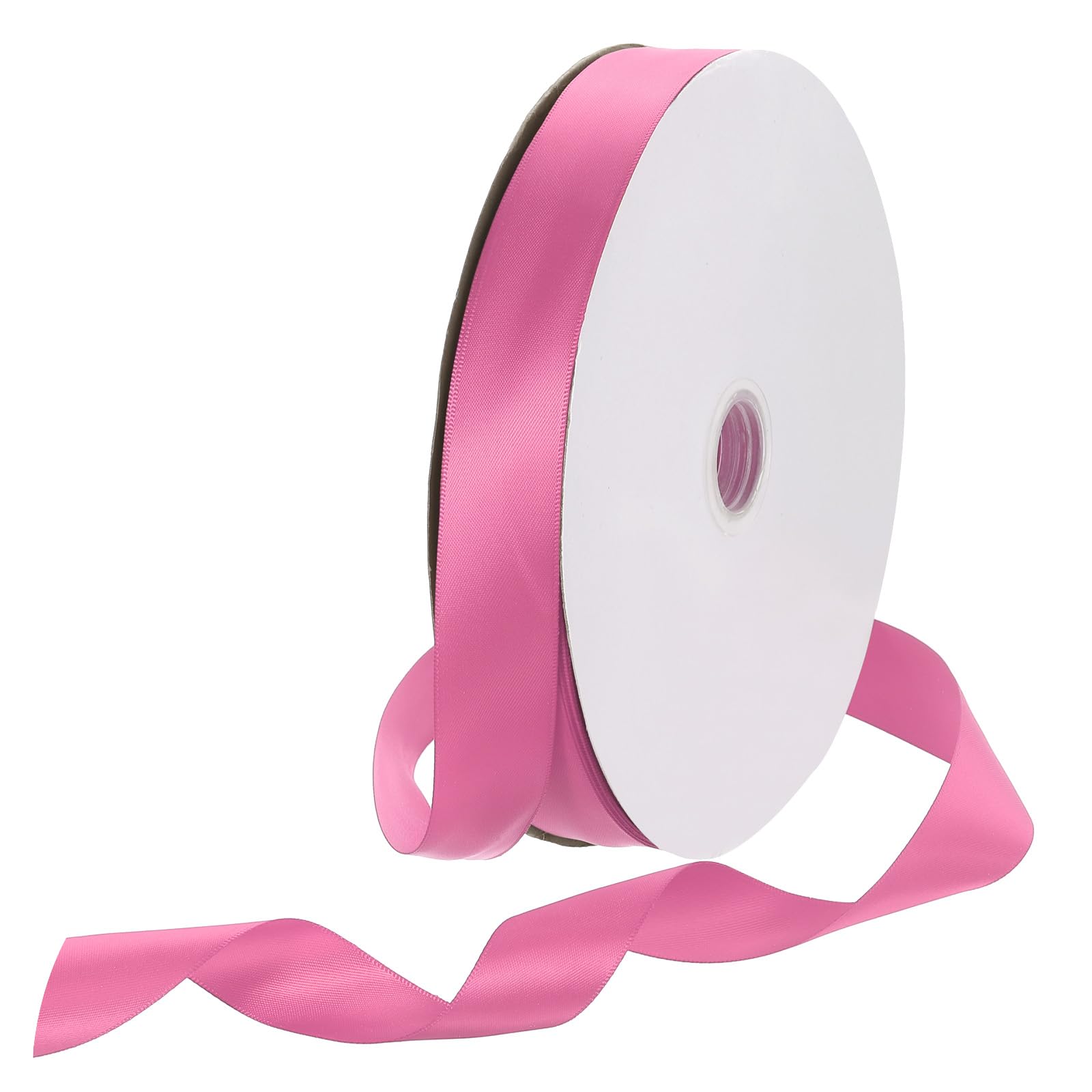 Rebower 25mm Satin Ribbon 91m Thick Double Face Grosgrain Silk Ribbon, [for Gift Wrapping, Hair Bows, Wedding, Cake, Flower] - 100 Yard/300ft/ Dark Pink — image 1