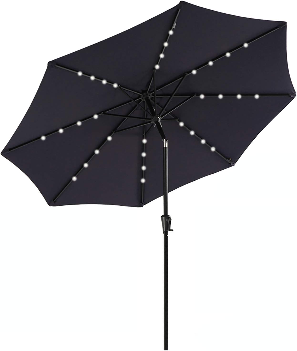 Amazon Com Cobana 9 Ft Patio Umbrella Solar Powered 32 Led Lighted Steel Tilting Outdoor Table Umbrella With Tilt And Crank Dark Navy Garden Outdoor