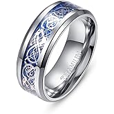 Empsoul Men's Tianium Ring 8mm Celtic Dargon Ring Wedding Engagement Ring