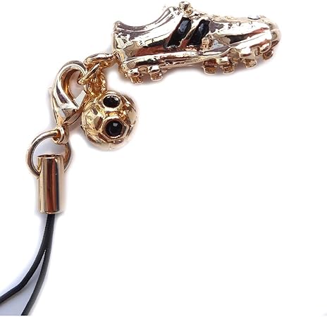 Amazon ゴール サッカーシューズ ボール付きストラップ Soccer サッカー スパイクスワロフスキークリスタルストラップ登場 サッカー選手関係者に バックや携帯 お財布に ゴールド アニメ 萌えグッズ 通販