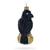 Black Crow Glass Christmas Ornament