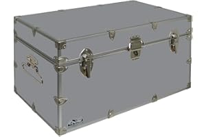 C&N Footlockers - Large Undergrad Storage Trunk - Made in the USA - Only STEEL Footlocker on Amazon - Durable Chest with Lid Stay - 32 x 18 x 16.5 Inches (Gray)
