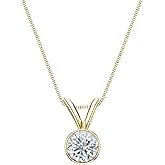 14k Yellow Gold Bezel Round-Cut Diamond Solitaire Pendant (1/4 cttw, J-K, I1-I2)
