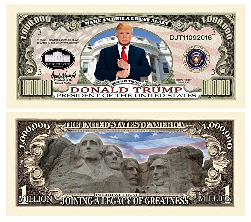 Donald Trump 45th President Collectors 8 Bill Set: Commander In Chief Bill, 2016 Presidential, 2016 Victory, 2016 Trump Vs Hillary, Legacy, 2017 Inaugural, Melania Trump and Hillary For Prison Note - Thumbnail 2