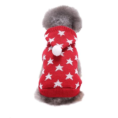 Haustier Bekleidung, Bluelucon Hunde Katzen Strick Pullover Niedlich Hoodie mit Kapuze Winter Shirt Hundebekleidung Warm Hund