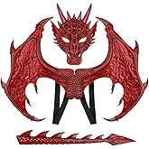 MENGKAO Dragon Costume Kids Dinosaur Wings Tail Mask Set Boys Girls Children Dress Up Dino Props for Halloween Cosplay