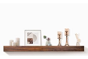 AZSKY Rustic Fireplace Mantel Shelf Floating Fireplace Mantel Dark Walnut 36 Inch Long Wall Mount Mantel for Fireplace Deep Wall Shelf Set of 1 with Invisible Wooden Bracket