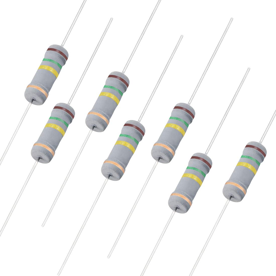 Sourcingmap 50Pcs 150K Ohm Resistor, 2W 5% Tolerance Carbon Film Resistors, 4 Bands for DIY Electronic Projects and Experiments