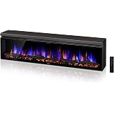 WALL FLAMEBAR Freestanding Electric Fireplace, 40 Inch Wide, Modern Design | Moves with WALL TV Stands, Freestanding &amp; Wall Mounted, No Recess, Wide Flame View, Space Saving, Custom Flame &amp; Lighting