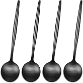 5.1 Inches Satin Black SS18/10 Teaspoon,Set Of 4 Stainless Steel Mini Coffee Spoons,Small Tea Spoon,Black Demitasse Spoons,Espresso Spoon