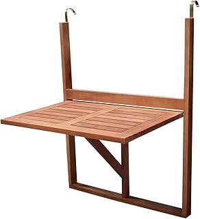 DEGAMO Balkonhängetisch 60x40cm klappbar, Akazienholz geölt