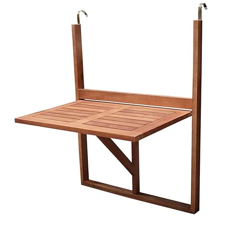 DEGAMO Balkonhängetisch 60x40cm klappbar, Eukalyptusholz, FSC®-zertifiziert