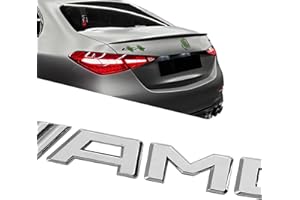 Knomix A-M-G Car Emblem Badge Replacement Accessories fit for Trunk Lid Rear Compatible with G63 C63 C43 C300 CLA CLS CLA GLA GLB GLC GLE E63 E53 E43 A45 A35 .etc Car Side Decoration (Silver)