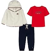 Tommy Hilfiger baby-boys 3-piece Set, Zip-up Jacket, Knit T-shirt, Jogger Sweatpant
