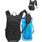 Hydration Backpack with 2L Water Bladder, Hiking Water Backpack for Men Women with Phone Pocket and Helmet Holder