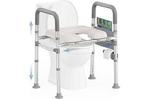 HOMLAND Toilet Seat Risers for Seniors, 400 LBS Raised Toilet Seat, FSA HSA Toilet Riser with Handles, Handicap Elevated Toilet Seat with Adjustable Height & Width for Elderly, Pregnant, Gray