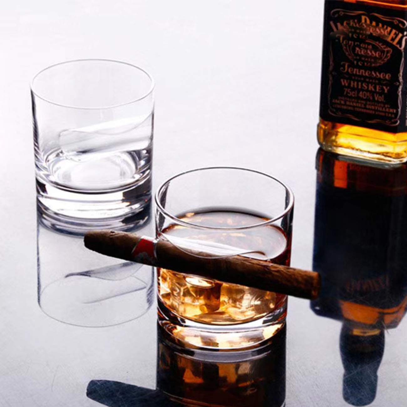 whiskey Cigar Glass - Old Fashioned Whiskey Glass With Indented REST Cigar Rest cigar Companion glass