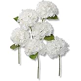 Mooncci 12.6'' White Hydrangea Artificial Flowers, 6Pcs Real Touch Latex Fake Hydrangeas with Short Stems & Leaves for Home Decoration, Party Floral Arrangements, Wedding Bouquet, Table Centerpieces