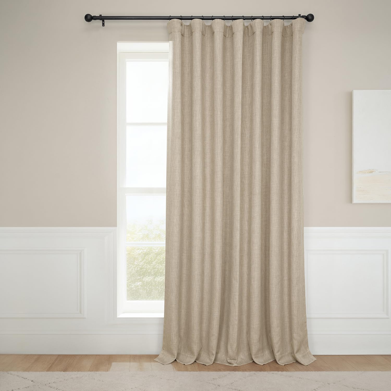 HPD Half Price Drapes Extrawide Room Darkening Curtains for Living Room 100 X 96 Faux Linen, BOCH-LN18538-96-DW (1 Panel) Nomad Tan — image 1