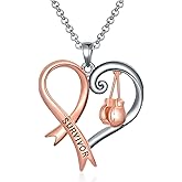Dorunmo Breast Cancer Necklace 925 Sterling Silver Cancer Awareness Necklace Pink Ribbon Pendant Inspirational Jewelry Gifts for Women Friend