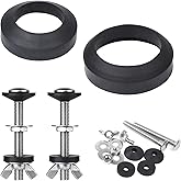 Toilet Tank to Bowl Bolt & Gasket Kit, 304 Stainless Steel Bolts, High-Density Foam Rubber Gasket, Compatible with 2-Inch and