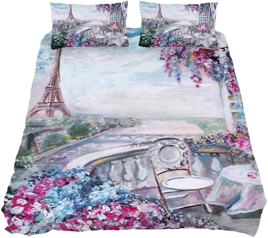 Eslifey Juego de funda de edredón de 3 piezas, diseño de paisaje de la