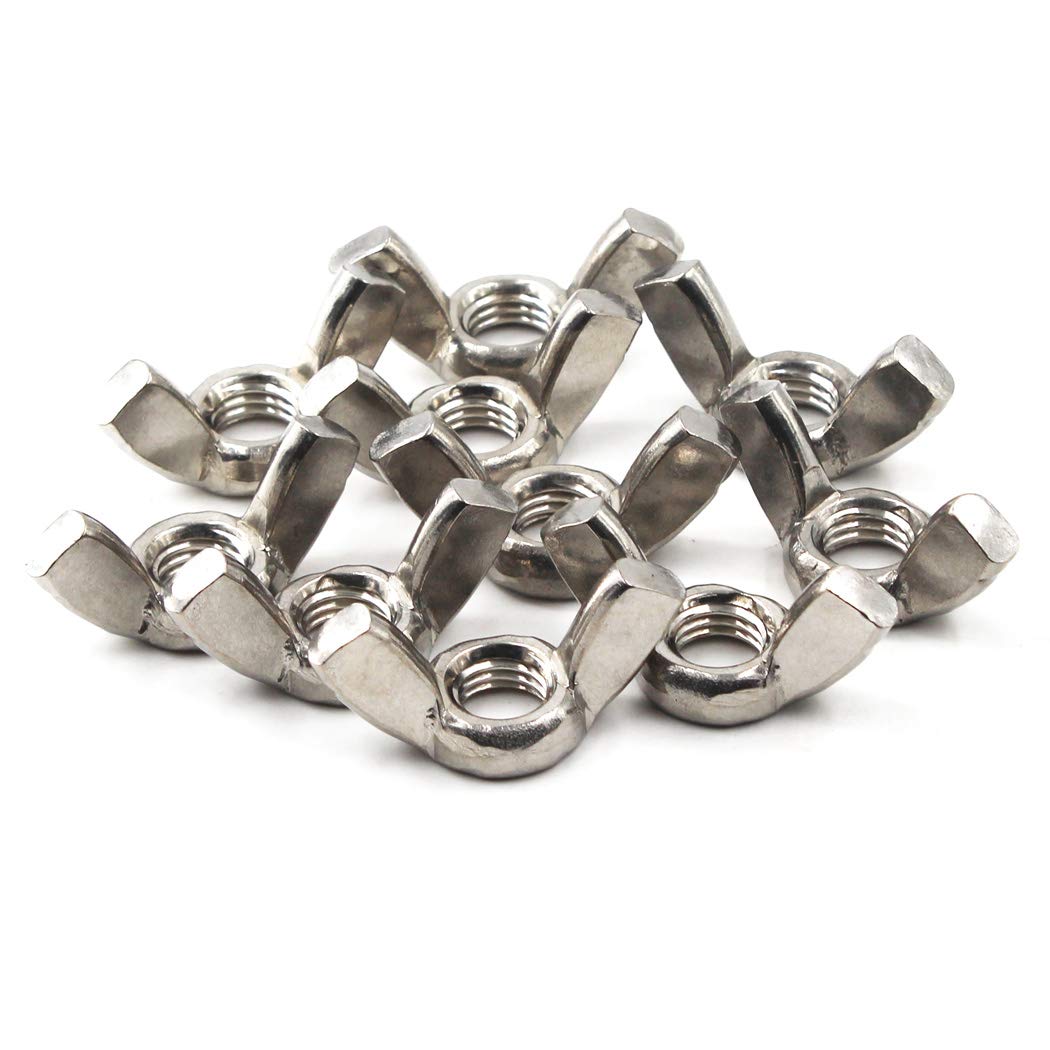 M6(1/4")304 Stainless Steel Butterfly Wing Nut Set,Hand Twist Tighten Hardware Nut Fasteners Parts(20PCS)