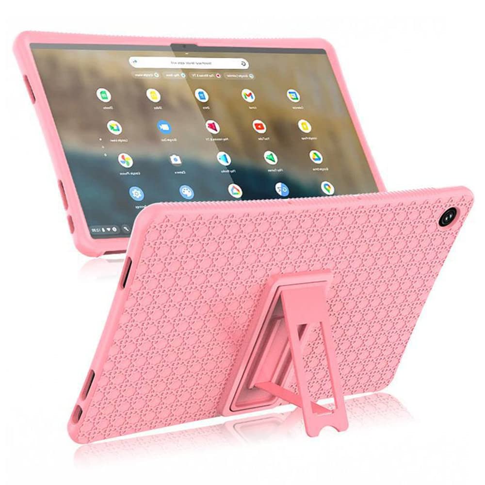 INSOLKIDON Compatible with Case for LENOVO IdeaPad Duet 560 Chromebook 13.3 INCH tablet, Full Coverage Ultra Slim adjustable Stand Silicone Shockproof Lightweight Protective Cover Case (Pink)