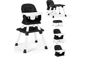 TODEFULL Baby High Chair, 8 in 1 Convertible Highchairs for Babies and Toddlers, Children Dining Booster Seat/Kids Building Block Table for Girls Boys, Baby Seat with Removable Tray, Black