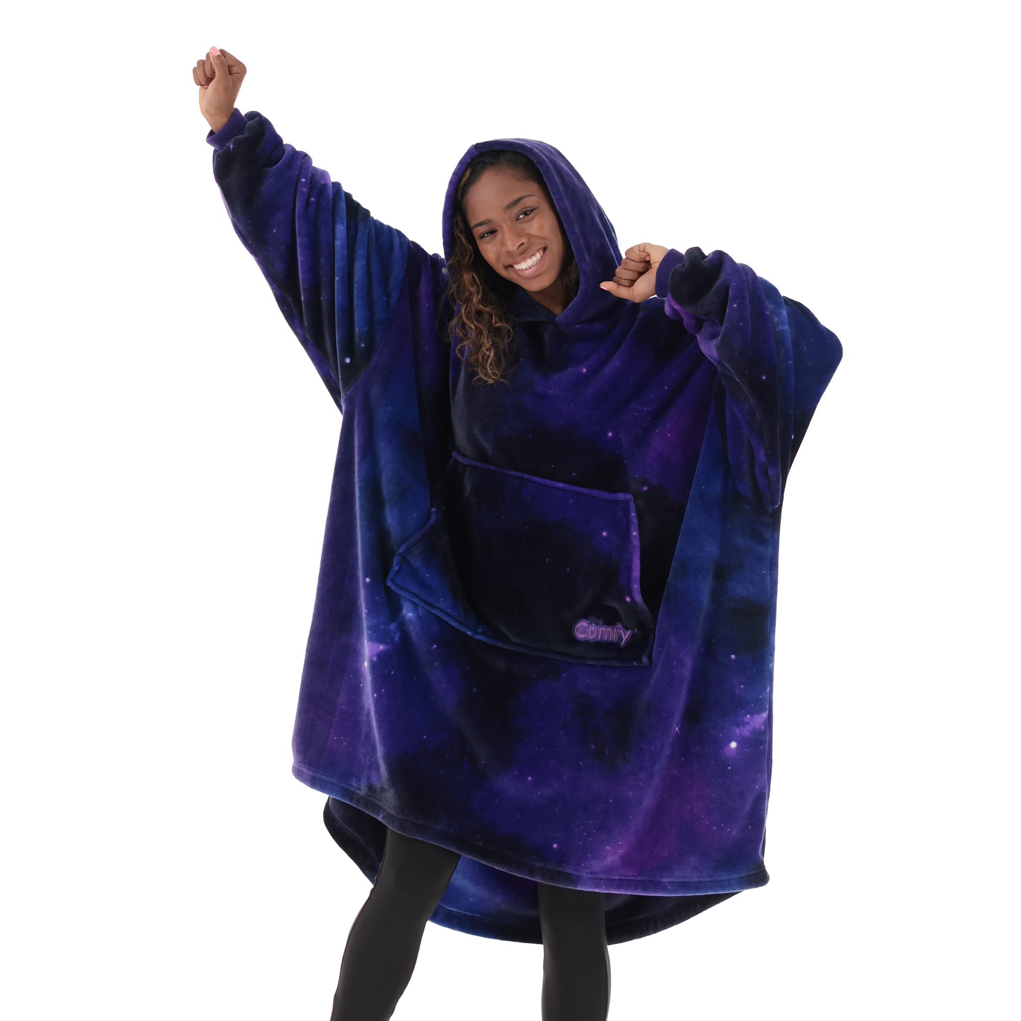 THE COMFY Dream | Lightweight Microfiber Fleece Wearable Blanket, Oversized Design with Hood from Shark Tank, Soft Oversized Pocket Blanket, Warm and Cozy Gifts Image