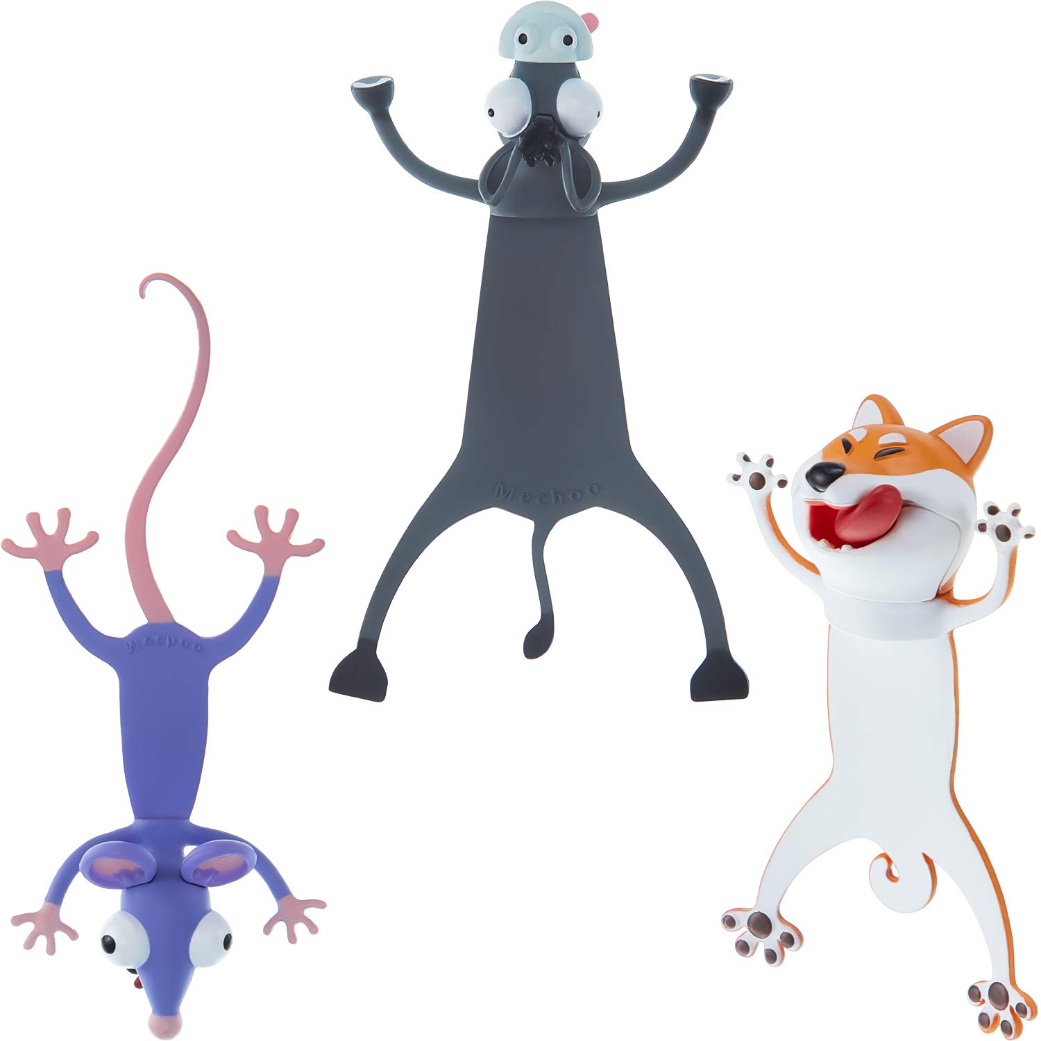 3 Pieces 3D Cartoon Animal Bookmark Funny Wacky Animals Reading Bookmark Cute Kids Bookmarks Squashed Animals Stationery for Teens, Boys and Girls Students